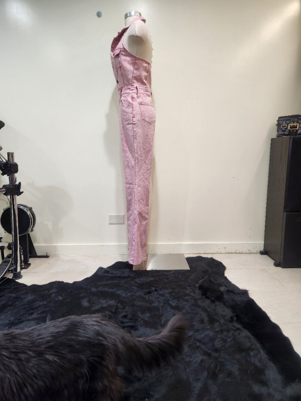 ππ¦UBER GORGE!ππ¦ Y2K Halter Flare Leg Jumpsuit in Acid Wash Pink Denim - Picture 4 of 12
